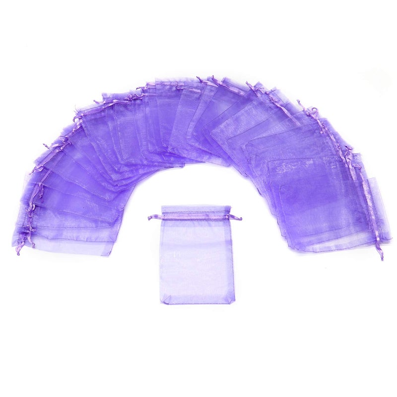 Bezall 50Pcs Light Purple Organza Bags 3x4 Inch, Small Mesh Bags Drawstring Jewelry Gift Bag, Wedding Party Favor Candy Bag Lavender Sachet Pouches - Image 2